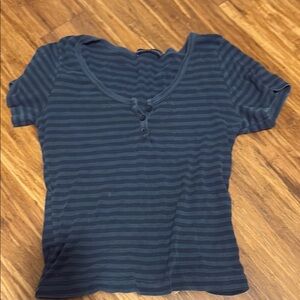 Brandy Melville Blue Fitted Ribbed T-Shirt